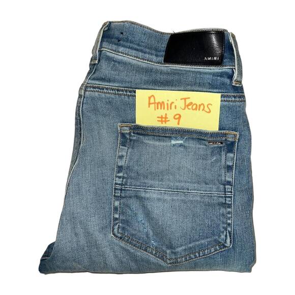 Amiri Embroidered Logo Distressed Skinny Denim Jeans Size 32 - Picture 11 of 11